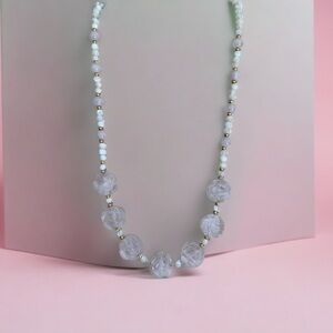 Louis Sinclair carved rose quartz and coral necklace.